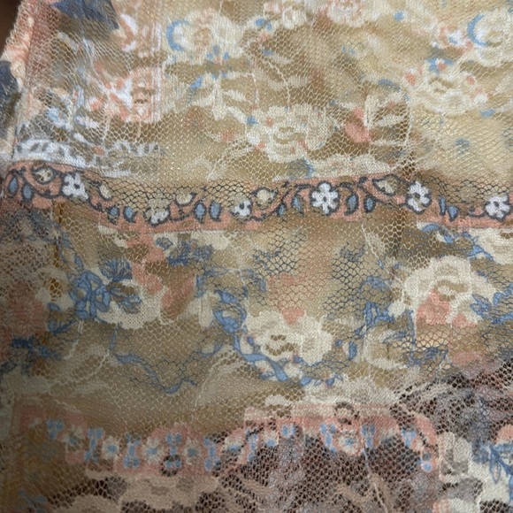 NWT Madden Girl Cream floral Mesh Blouse Womens XL Babydoll whimsy goth Fairy - Picture 8 of 15